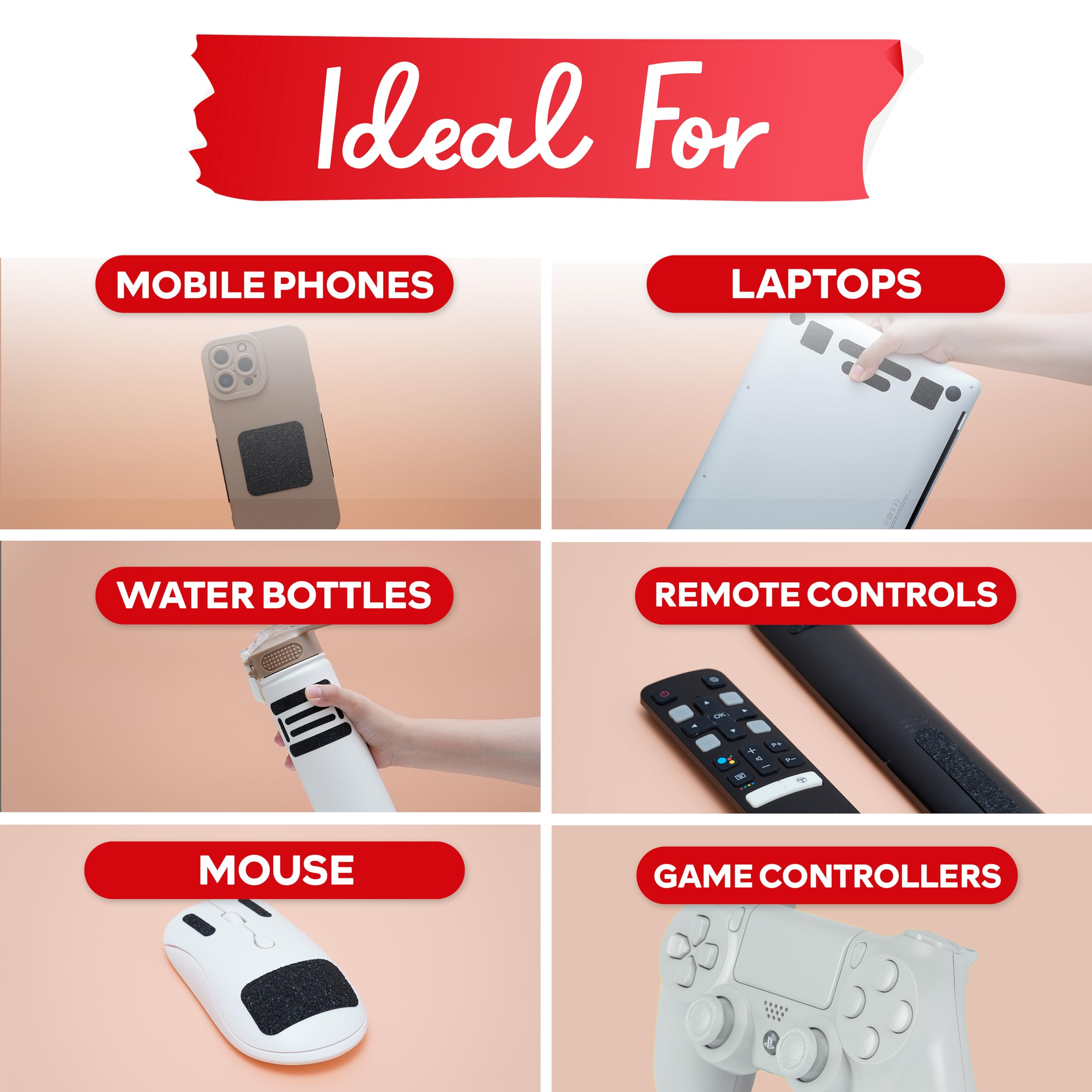 Xfasten Grip Tape Stickers For Phone Black 13 Pc Sure-Grip Non-Abrasive Adhesive Cell Phone Grip Tape For Back Of Phone Case, La